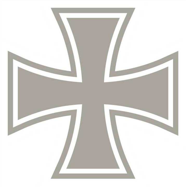 Aufkleber - Eisernes Kreuz - breit (Weiß) 7cm x 7cm